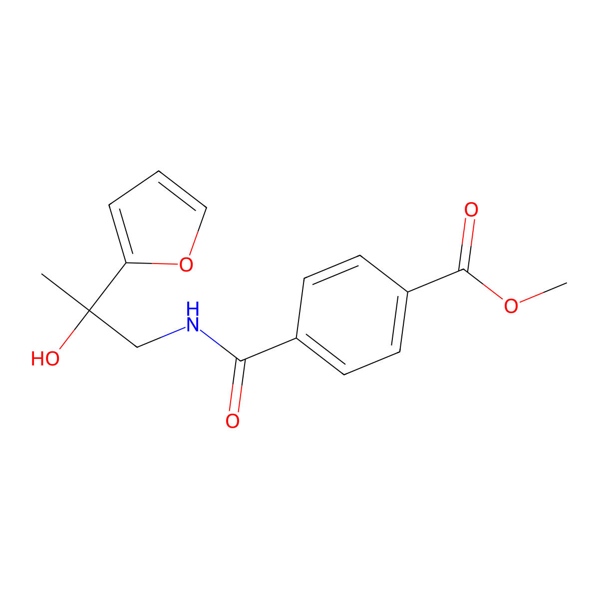 Methyl 4-{[2-(furan-2-yl)-2-hydroxypropyl]carbamoyl}benzoate molecular structure, CAS 1396882-91-9