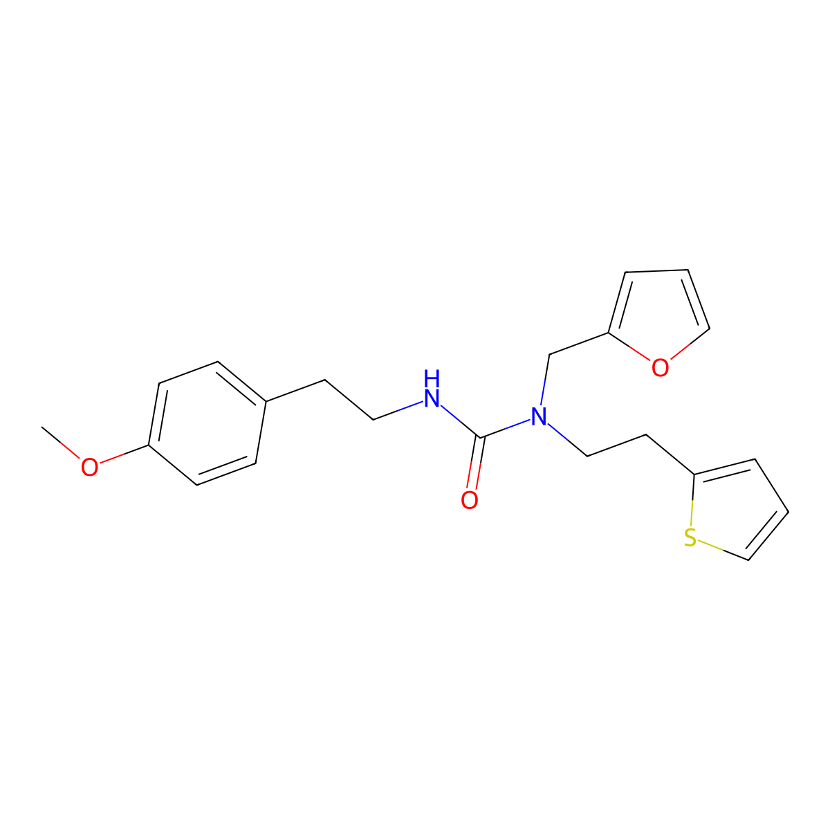 1-(Furan-2-ylmethyl)-3-(4-methoxyphenethyl)-1-(2-(thiophen-2-yl)ethyl)urea molecular structure, CAS 1396882-94-2