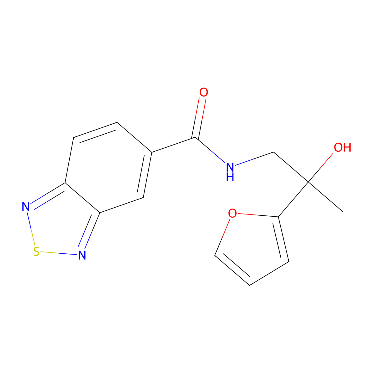 N-(2-(furan-2-yl)-2-hydroxypropyl)benzo[c][1,2,5]thiadiazole-5-carboxamide molecular structure, CAS 1396882-96-4