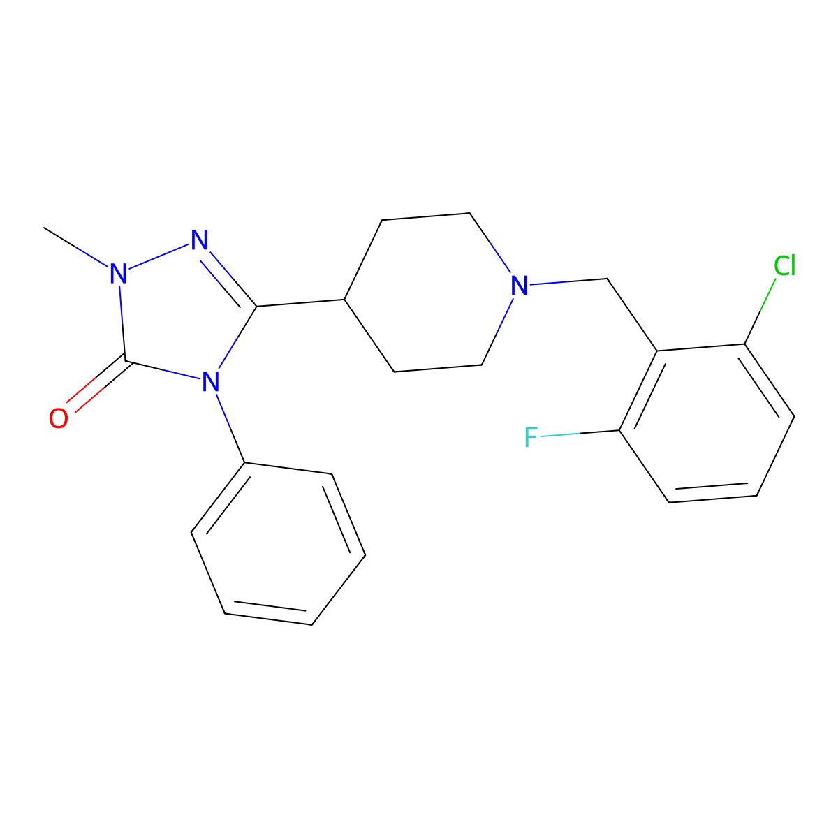 3-(1-(2-chloro-6-fluorobenzyl)piperidin-4-yl)-1-methyl-4-phenyl-1H-1,2,4-triazol-5(4H)-one molecular structure, CAS 1396883-02-5