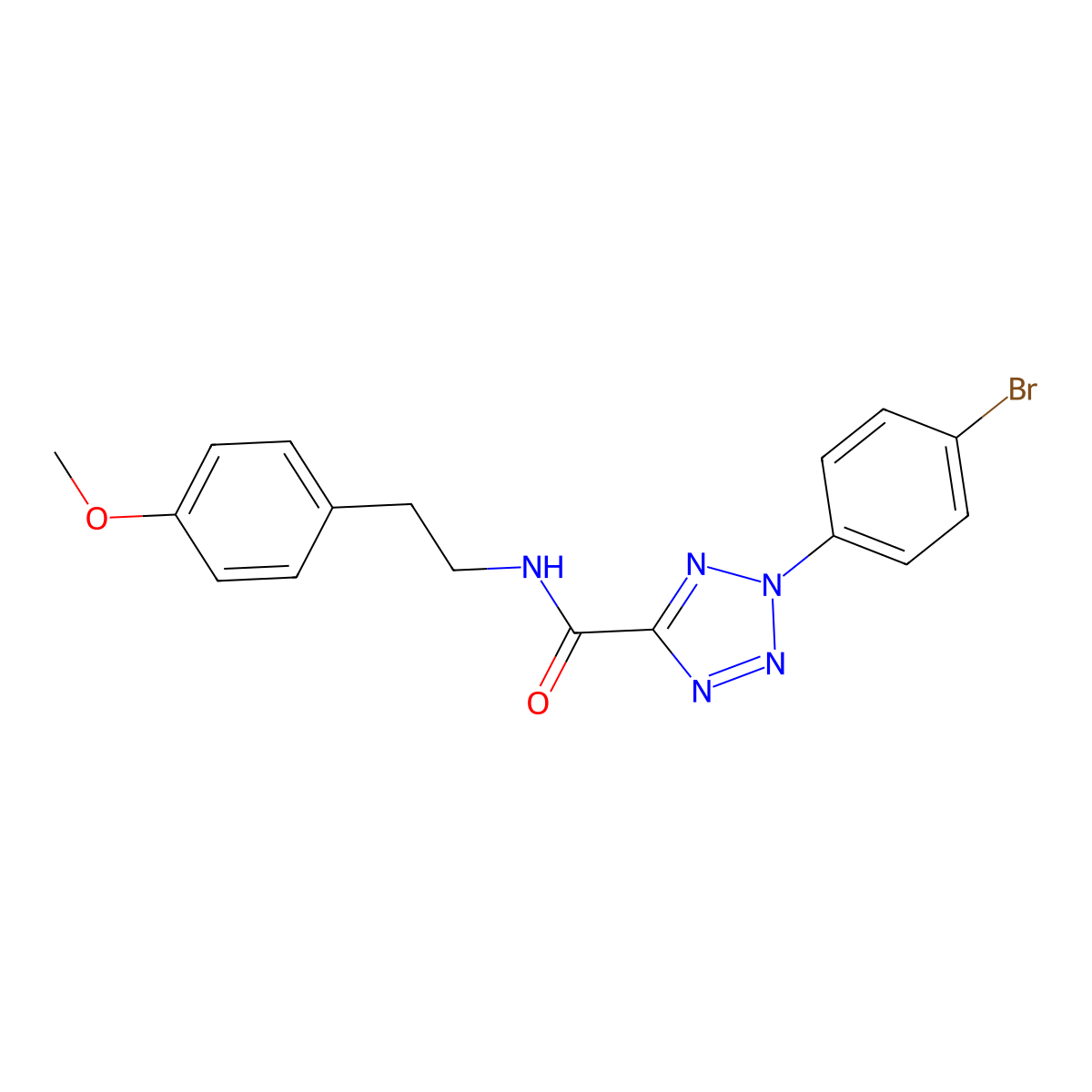 2-(4-bromophenyl)-N-(4-methoxyphenethyl)-2H-tetrazole-5-carboxamide molecular structure, CAS 1396883-07-0