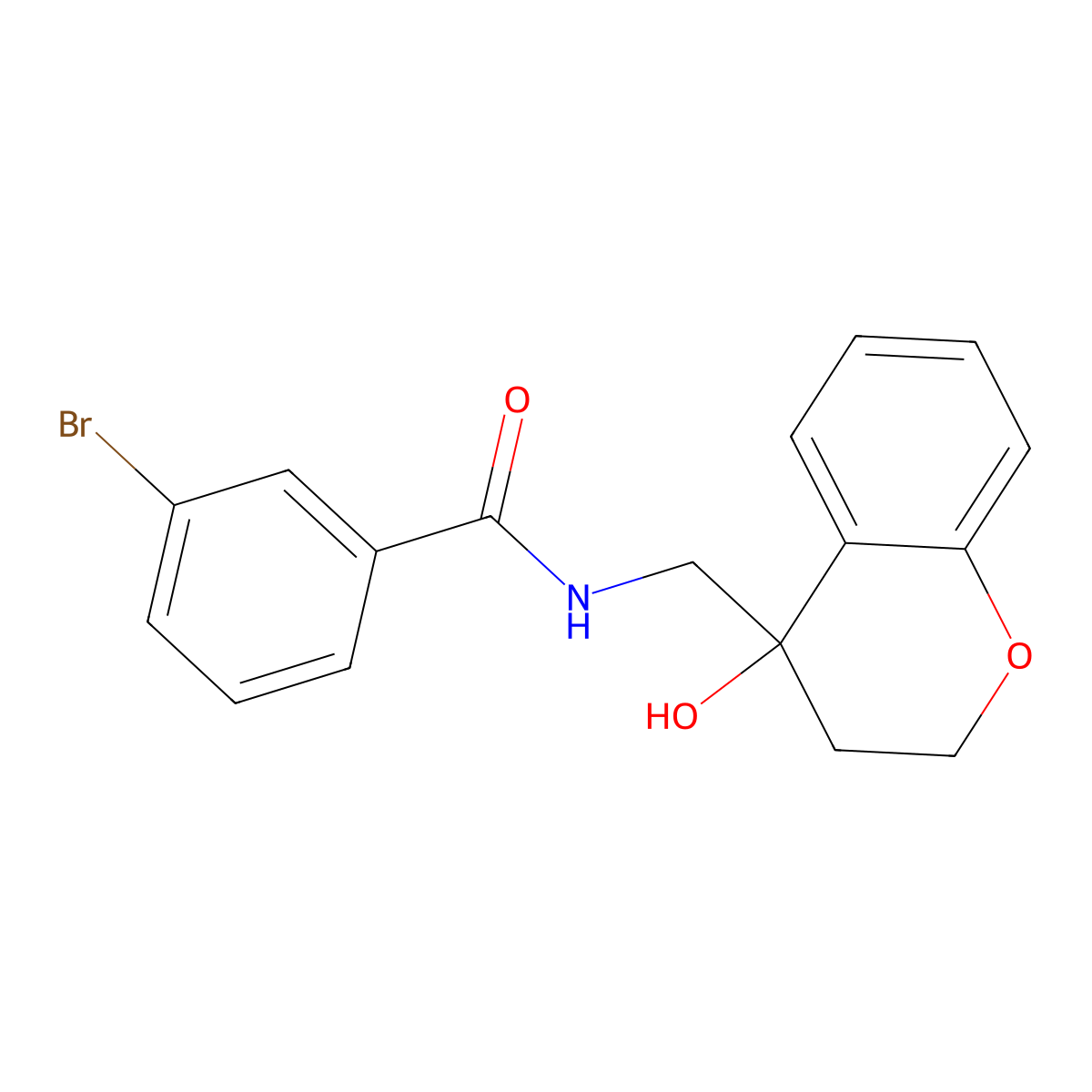 3-bromo-N-((4-hydroxychroman-4-yl)methyl)benzamide molecular structure, CAS 1396883-11-6