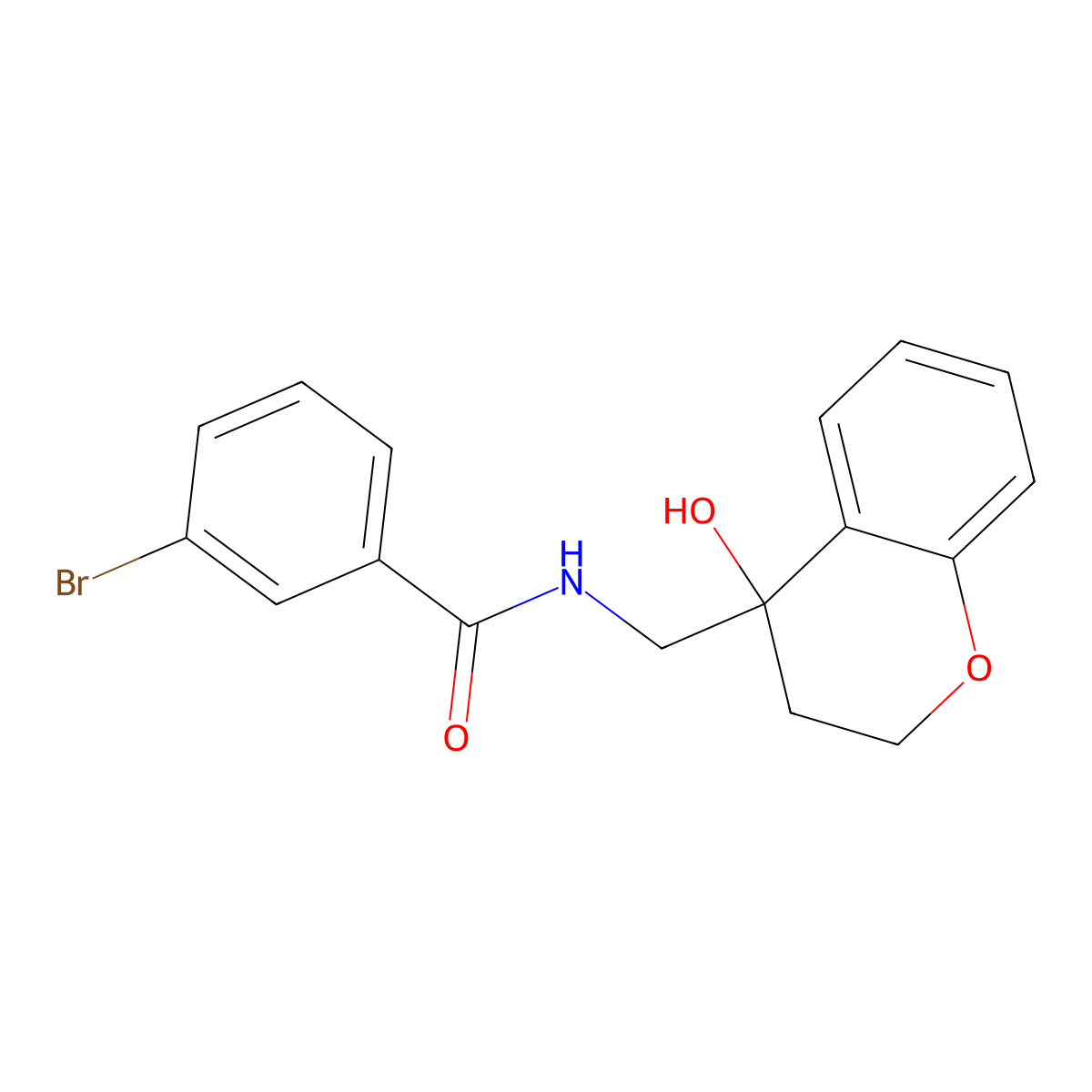 3-bromo-N-((4-hydroxychroman-4-yl)methyl)benzamide molecular structure, CAS 1396883-11-6