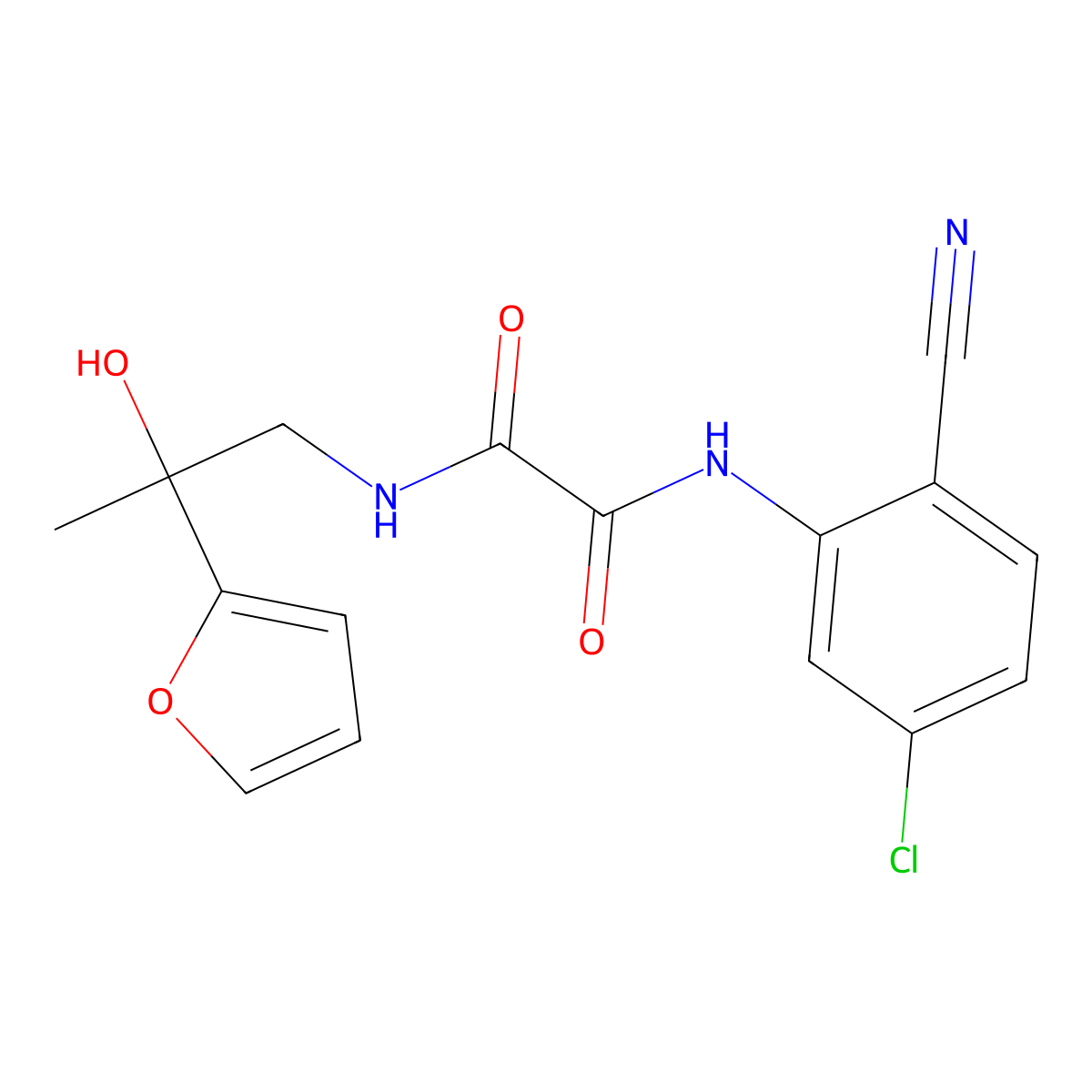 N1-(5-chloro-2-cyanophenyl)-N2-(2-(furan-2-yl)-2-hydroxypropyl)oxalamide molecular structure, CAS 1396883-12-7