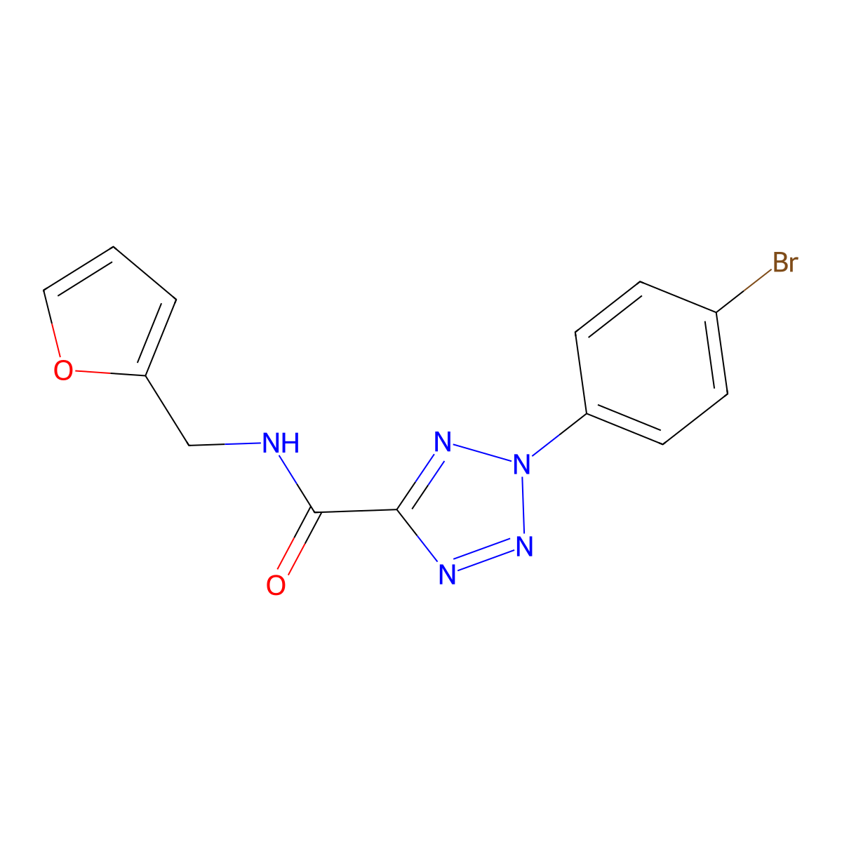 2-(4-bromophenyl)-N-(furan-2-ylmethyl)-2H-tetrazole-5-carboxamide molecular structure, CAS 1396883-14-9