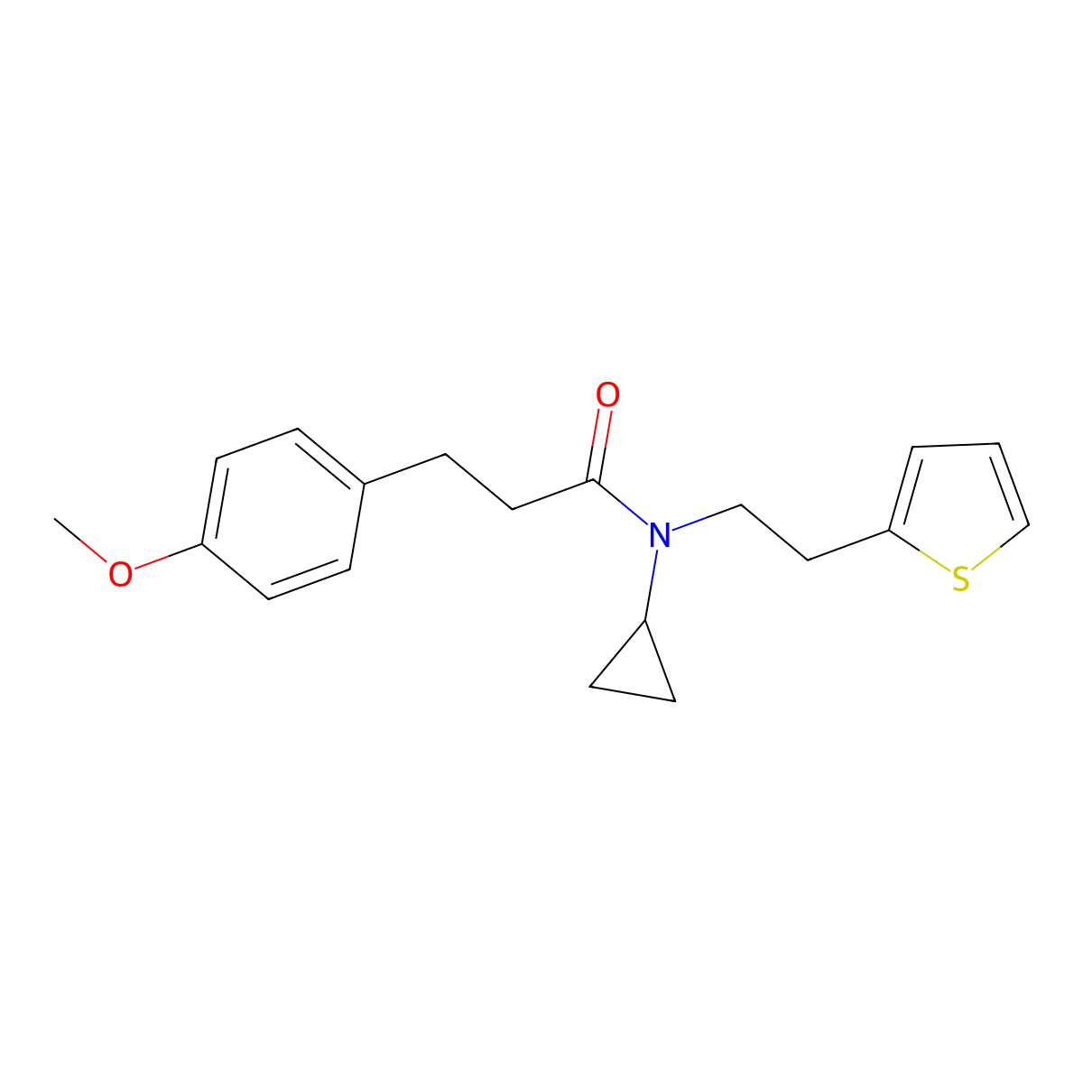 N-cyclopropyl-3-(4-methoxyphenyl)-N-[2-(thiophen-2-yl)ethyl]propanamide molecular structure, CAS 1396883-27-4