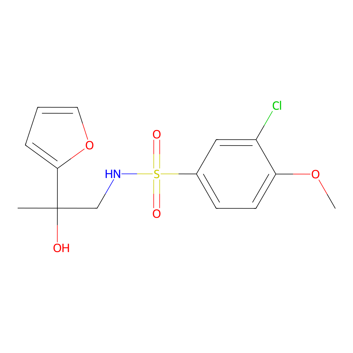 3-chloro-N-(2-(furan-2-yl)-2-hydroxypropyl)-4-methoxybenzenesulfonamide molecular structure, CAS 1396883-29-6