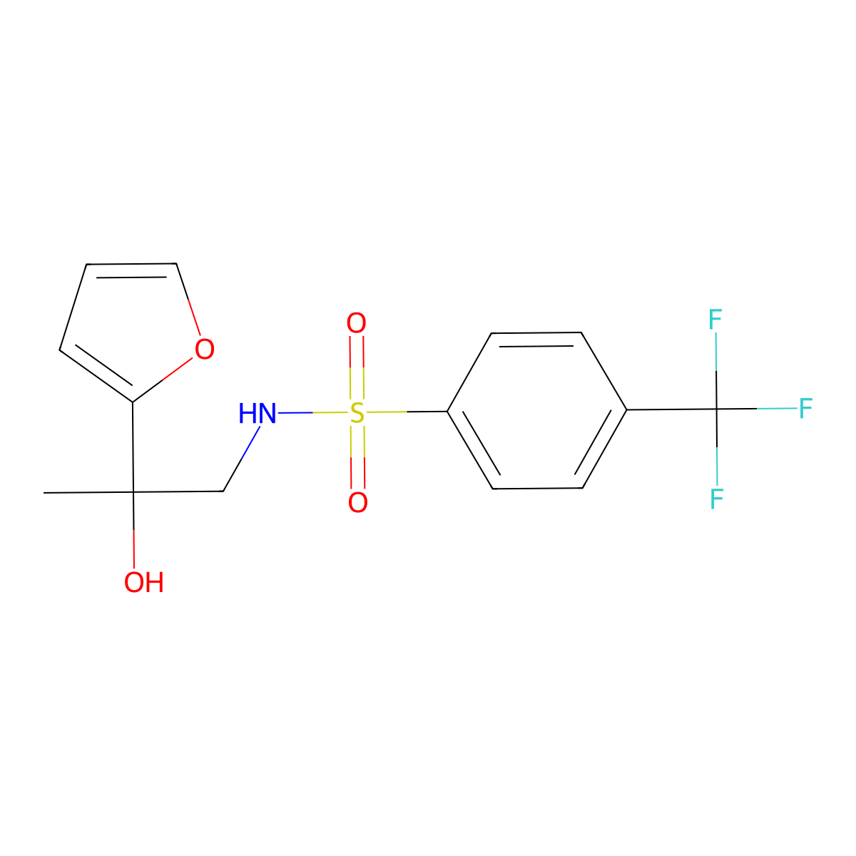 N-[2-(furan-2-yl)-2-hydroxypropyl]-4-(trifluoromethyl)benzene-1-sulfonamide molecular structure, CAS 1396883-34-3