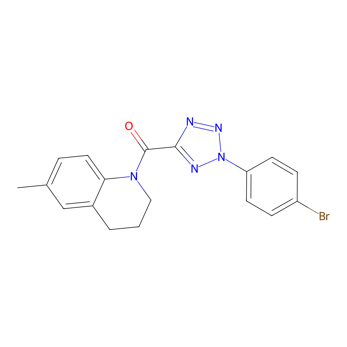 (2-(4-bromophenyl)-2H-tetrazol-5-yl)(6-methyl-3,4-dihydroquinolin-1(2H)-yl)methanone molecular structure, CAS 1396883-38-7