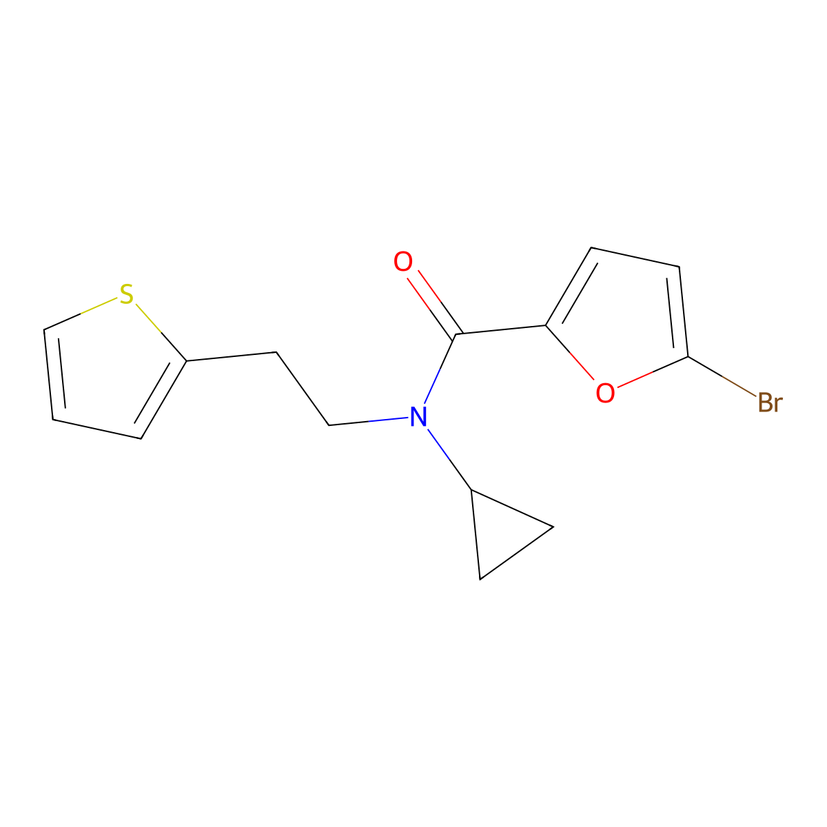 5-bromo-N-cyclopropyl-N-[2-(thiophen-2-yl)ethyl]furan-2-carboxamide molecular structure, CAS 1396883-41-2