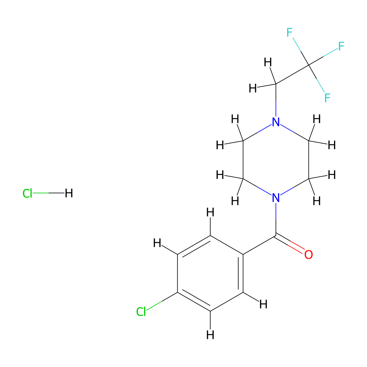 (4-Chlorophenyl)(4-(2,2,2-trifluoroethyl)piperazin-1-yl)methanone hydrochloride molecular structure, CAS 1396883-44-5