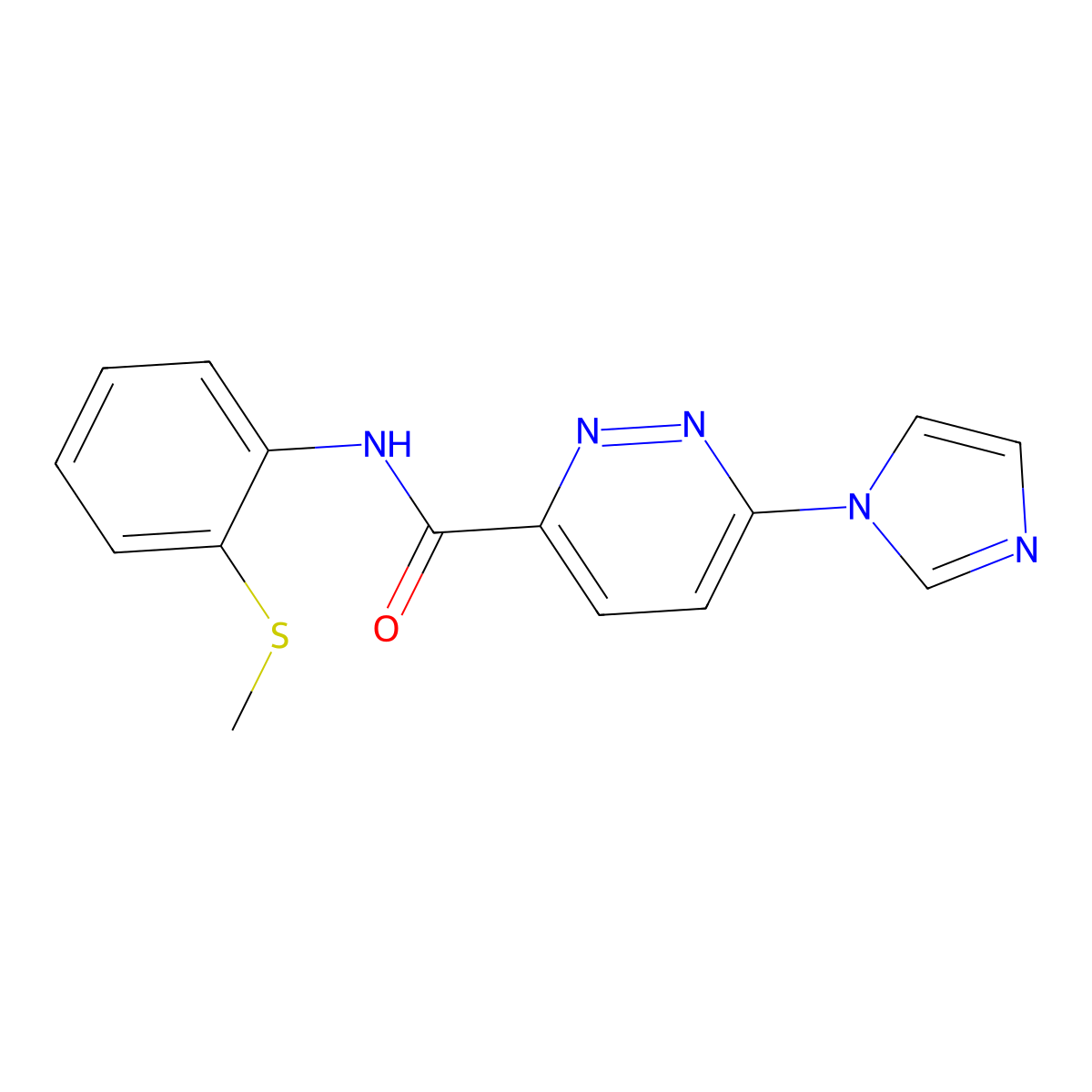6-(1H-imidazol-1-yl)-N-(2-(methylthio)phenyl)pyridazine-3-carboxamide molecular structure, CAS 1396883-46-7