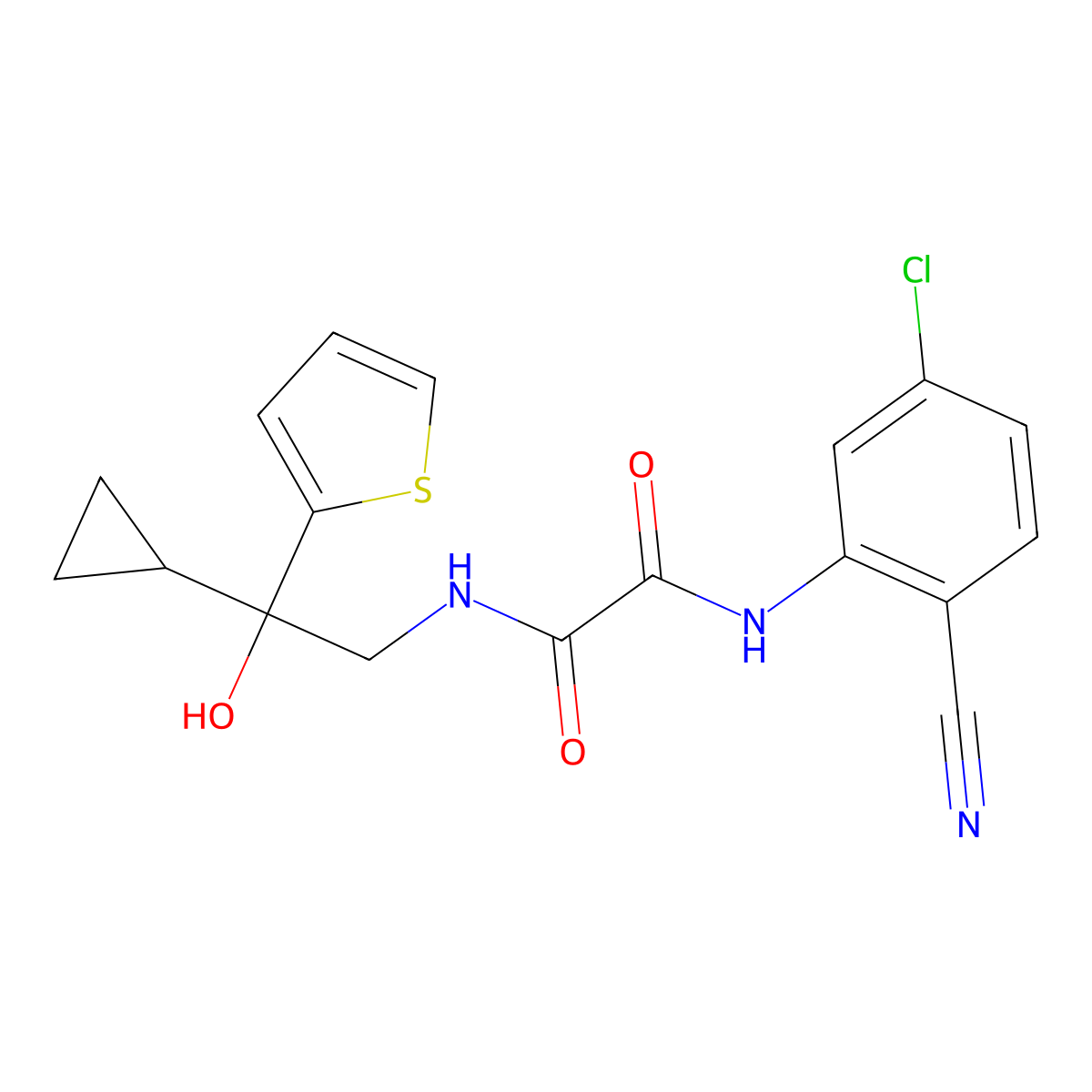N1-(5-chloro-2-cyanophenyl)-N2-(2-cyclopropyl-2-hydroxy-2-(thiophen-2-yl)ethyl)oxalamide molecular structure, CAS 1396883-47-8