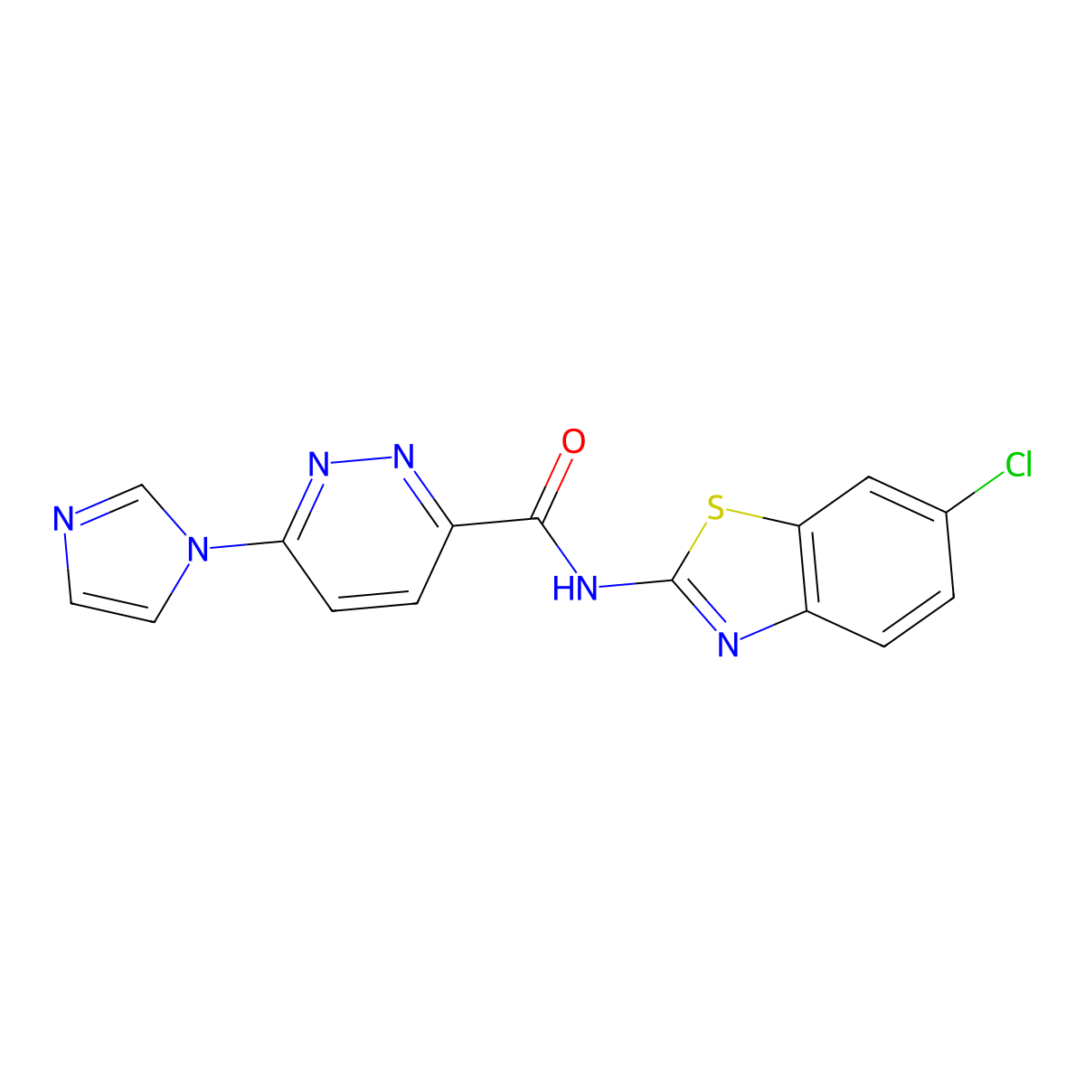 N-(6-chlorobenzo[d]thiazol-2-yl)-6-(1H-imidazol-1-yl)pyridazine-3-carboxamide molecular structure, CAS 1396883-49-0