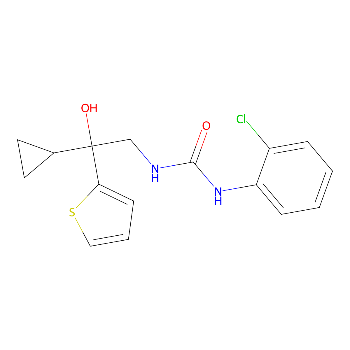 1-(2-Chlorophenyl)-3-(2-cyclopropyl-2-hydroxy-2-(thiophen-2-yl)ethyl)urea molecular structure, CAS 1396883-55-8