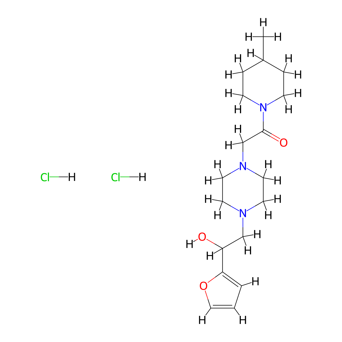 2-(4-(2-(Furan-2-yl)-2-hydroxyethyl)piperazin-1-yl)-1-(4-methylpiperidin-1-yl)ethanone dihydrochloride molecular structure, CAS 1396883-56-9