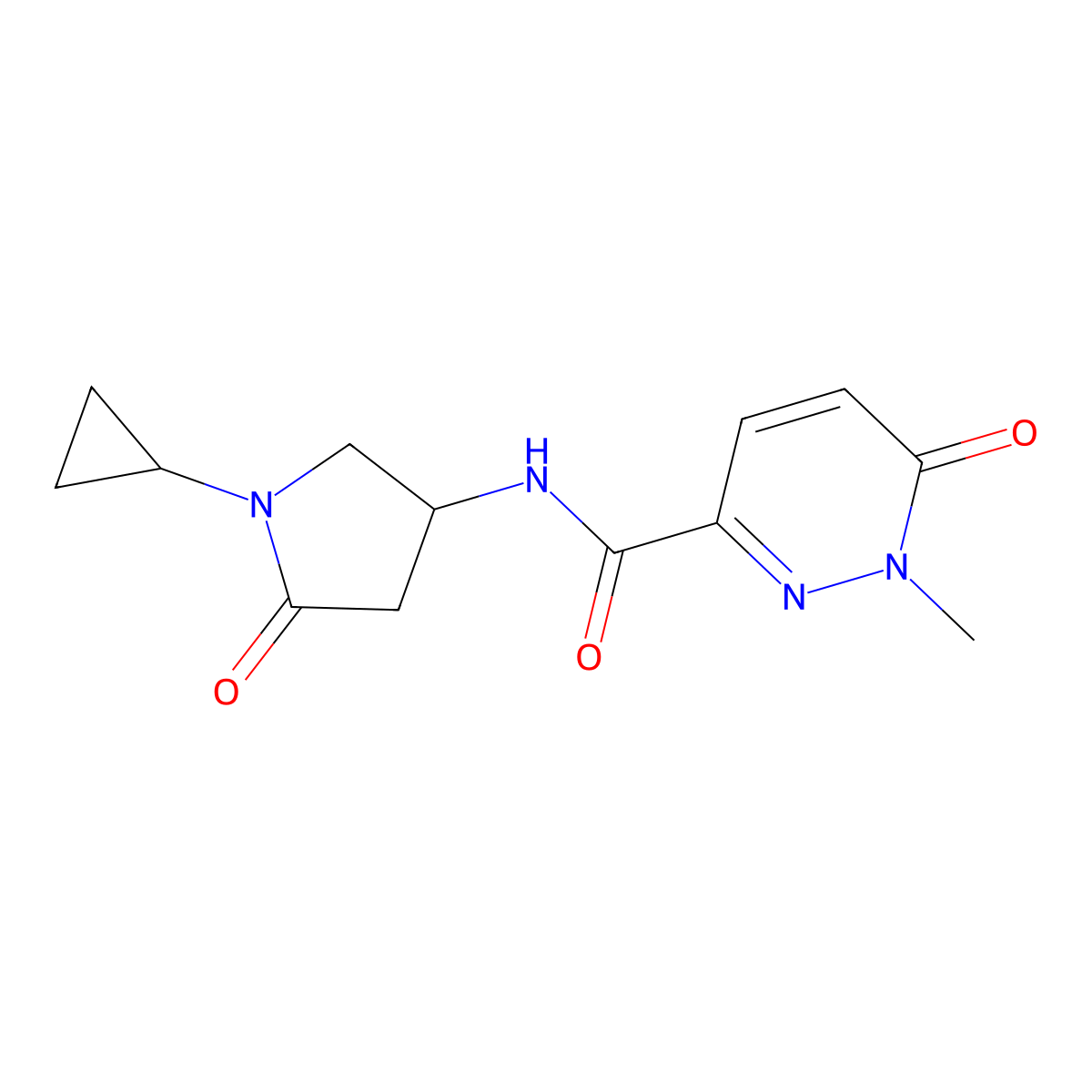 N-(1-cyclopropyl-5-oxopyrrolidin-3-yl)-1-methyl-6-oxo-1,6-dihydropyridazine-3-carboxamide molecular structure, CAS 1396883-57-0