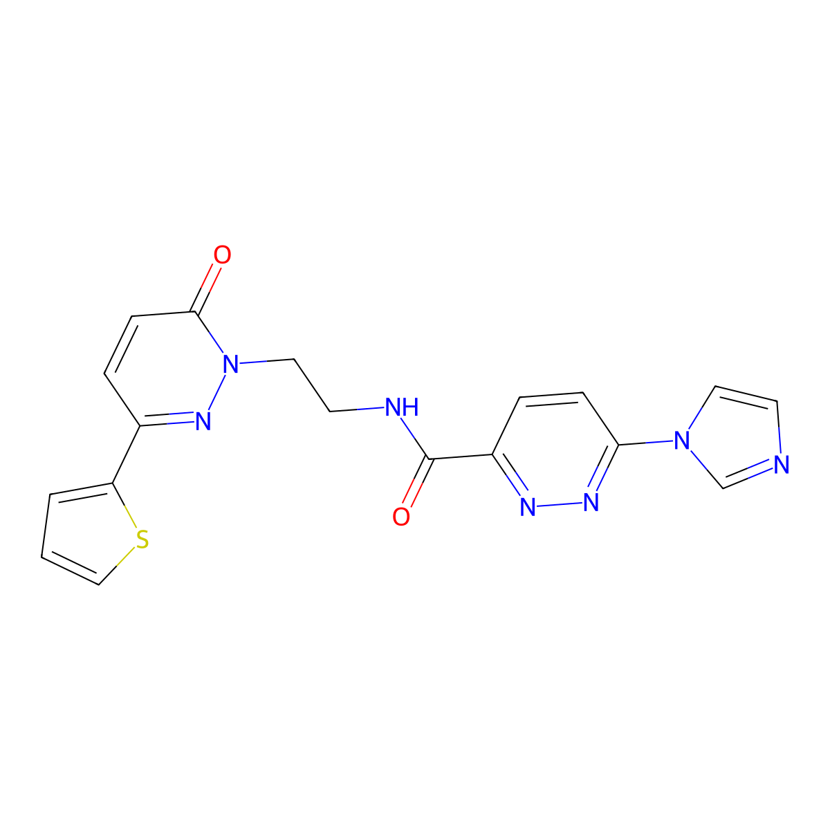 6-(1H-imidazol-1-yl)-N-(2-(6-oxo-3-(thiophen-2-yl)pyridazin-1(6H)-yl)ethyl)pyridazine-3-carboxamide molecular structure, CAS 1396883-58-1