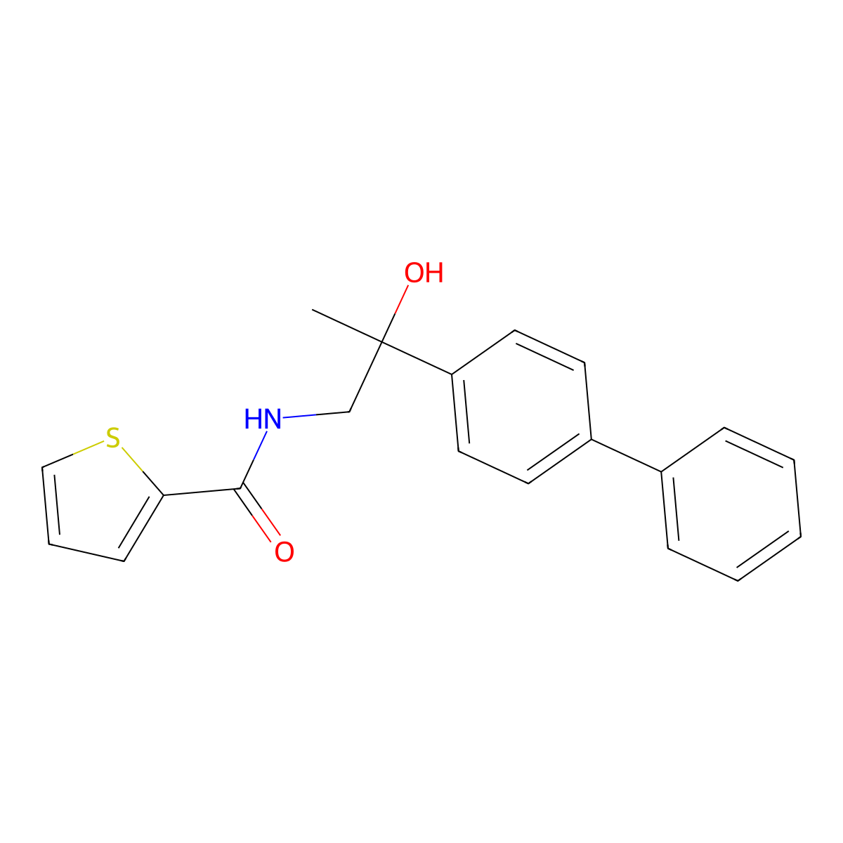 N-(2-([1,1'-biphenyl]-4-yl)-2-hydroxypropyl)thiophene-2-carboxamide molecular structure, CAS 1396883-65-0