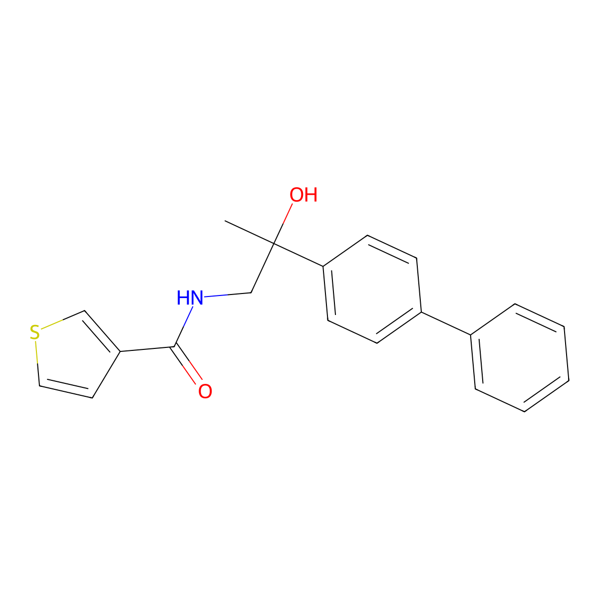 N-(2-{[1,1'-biphenyl]-4-yl}-2-hydroxypropyl)thiophene-3-carboxamide molecular structure, CAS 1396883-69-4
