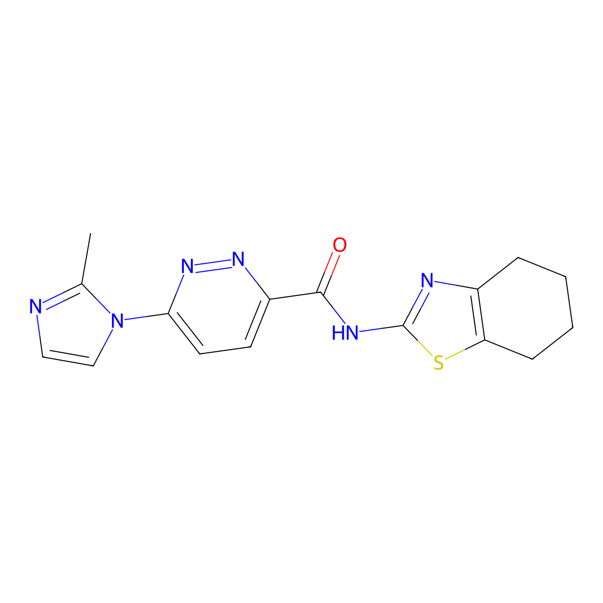 6-(2-methyl-1H-imidazol-1-yl)-N-(4,5,6,7-tetrahydrobenzo[d]thiazol-2-yl)pyridazine-3-carboxamide molecular structure, CAS 1396883-71-8