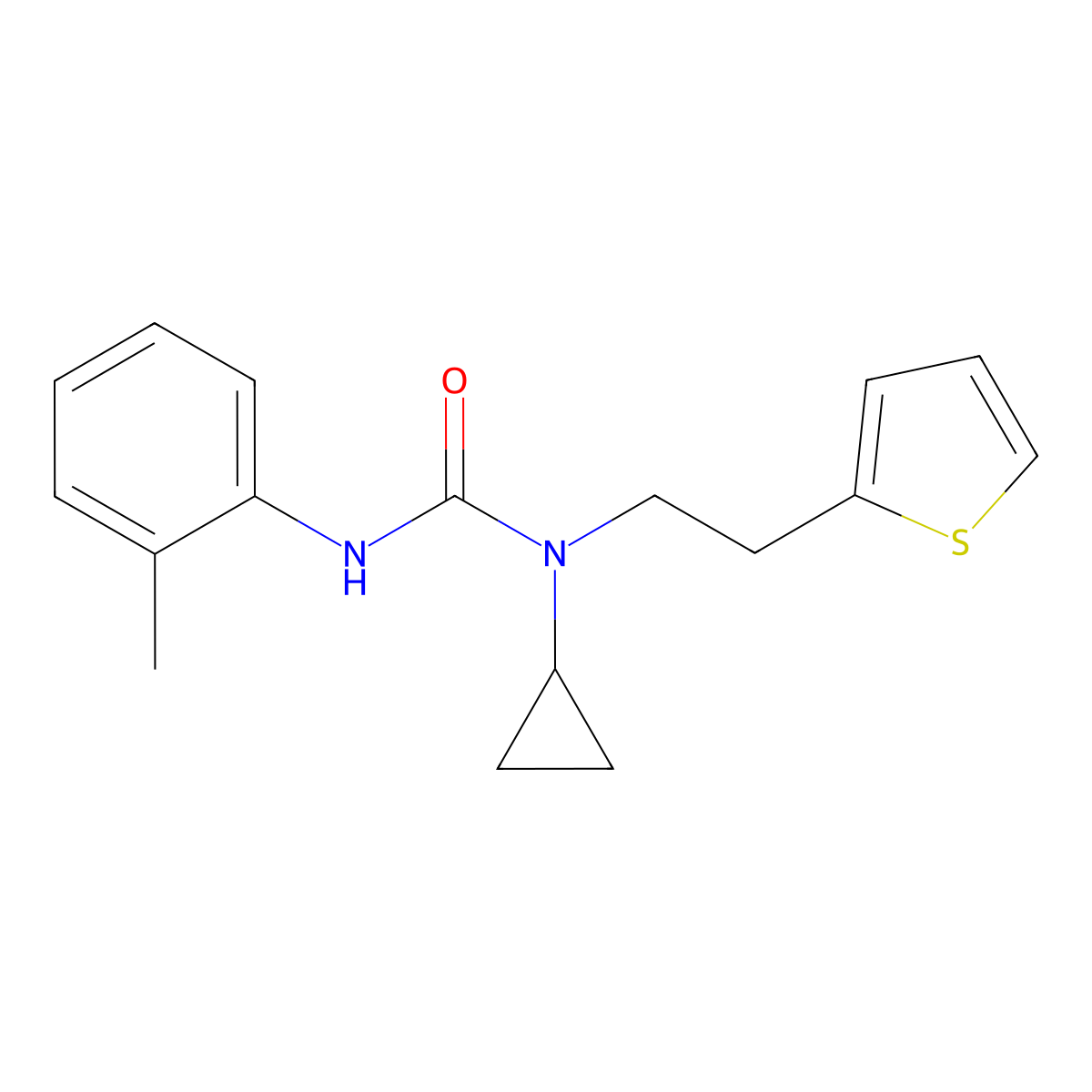 1-Cyclopropyl-1-(2-(thiophen-2-yl)ethyl)-3-(o-tolyl)urea molecular structure, CAS 1396883-72-9