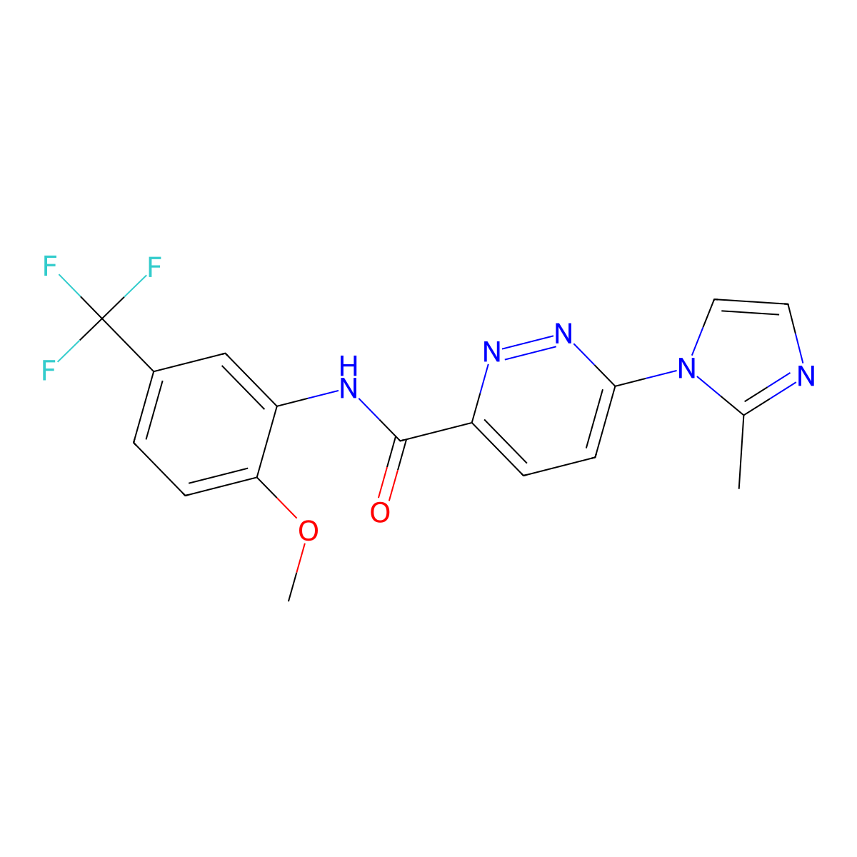 N-[2-methoxy-5-(trifluoromethyl)phenyl]-6-(2-methyl-1H-imidazol-1-yl)pyridazine-3-carboxamide molecular structure, CAS 1396883-74-1