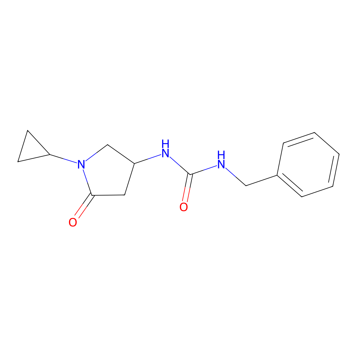 1-Benzyl-3-(1-cyclopropyl-5-oxopyrrolidin-3-yl)urea molecular structure, CAS 1396883-75-2