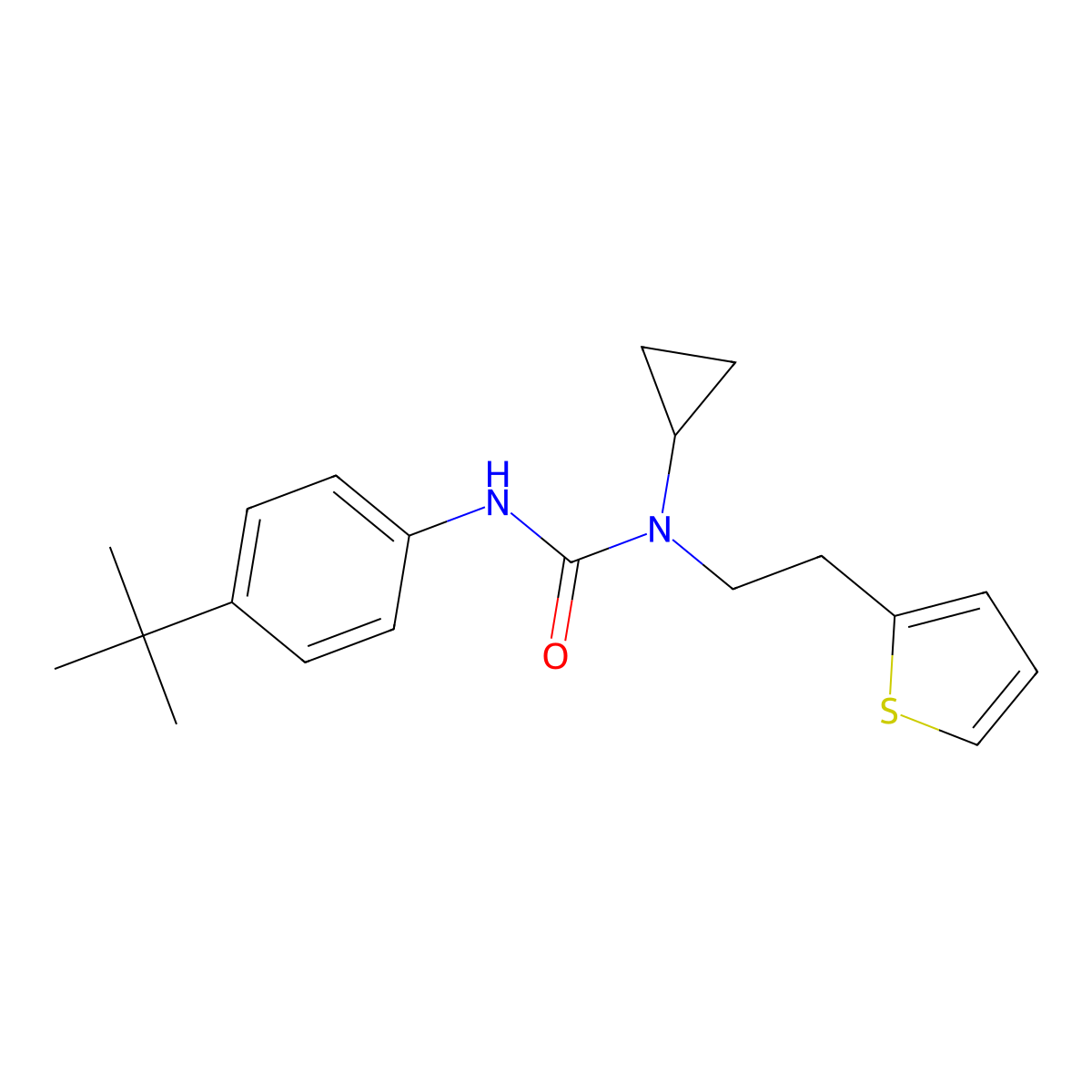 3-(4-(Tert-butyl)phenyl)-1-cyclopropyl-1-(2-(thiophen-2-yl)ethyl)urea molecular structure, CAS 1396883-78-5