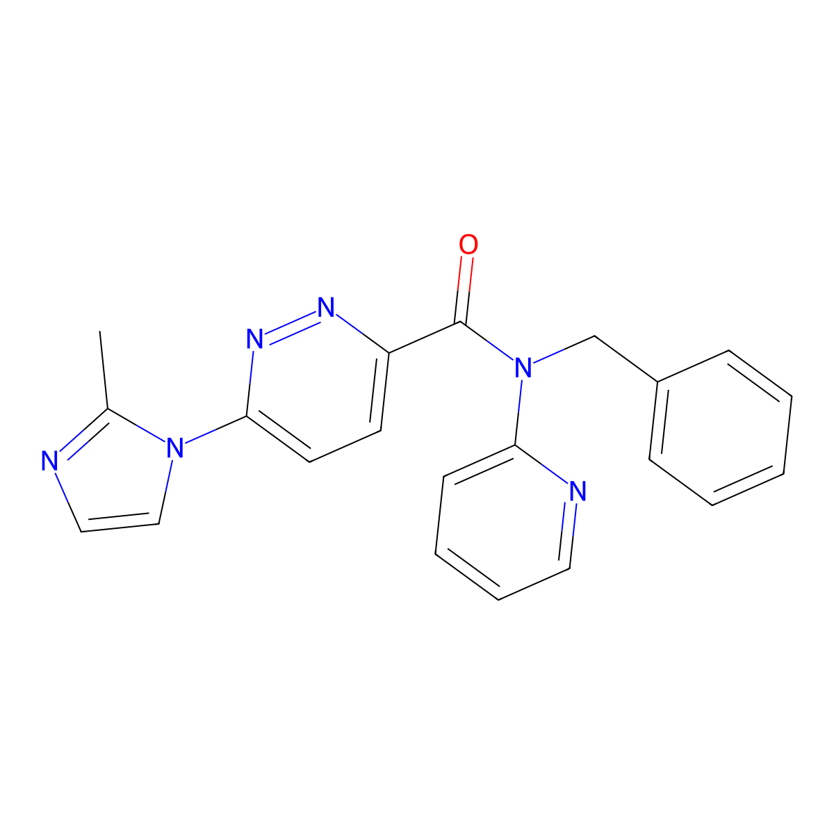 N-benzyl-6-(2-methyl-1H-imidazol-1-yl)-N-(pyridin-2-yl)pyridazine-3-carboxamide molecular structure, CAS 1396883-82-1