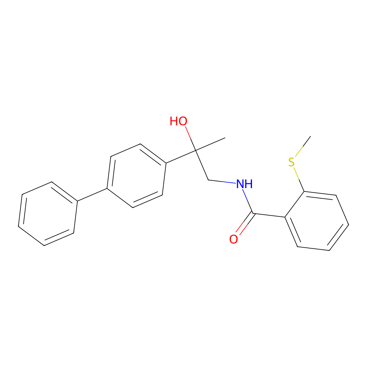N-(2-([1,1'-biphenyl]-4-yl)-2-hydroxypropyl)-2-(methylthio)benzamide molecular structure, CAS 1396883-83-2