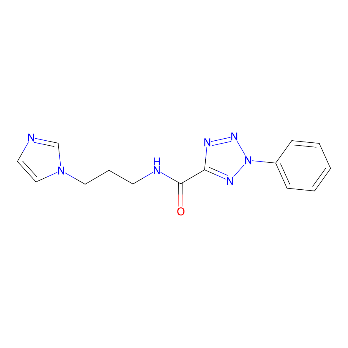 N-(3-(1H-imidazol-1-yl)propyl)-2-phenyl-2H-tetrazole-5-carboxamide molecular structure, CAS 1396883-86-5