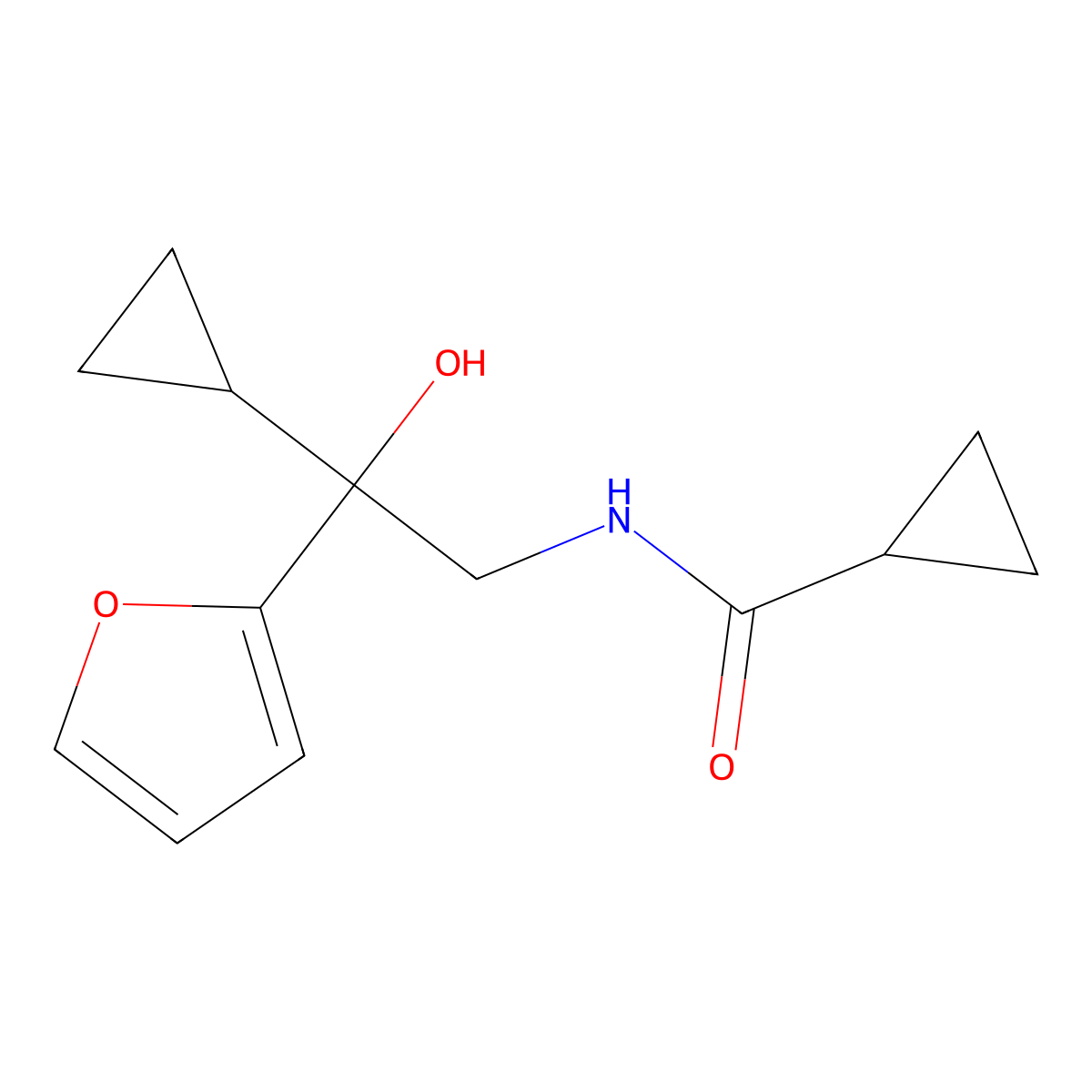 N-[2-cyclopropyl-2-(furan-2-yl)-2-hydroxyethyl]cyclopropanecarboxamide molecular structure, CAS 1396883-87-6