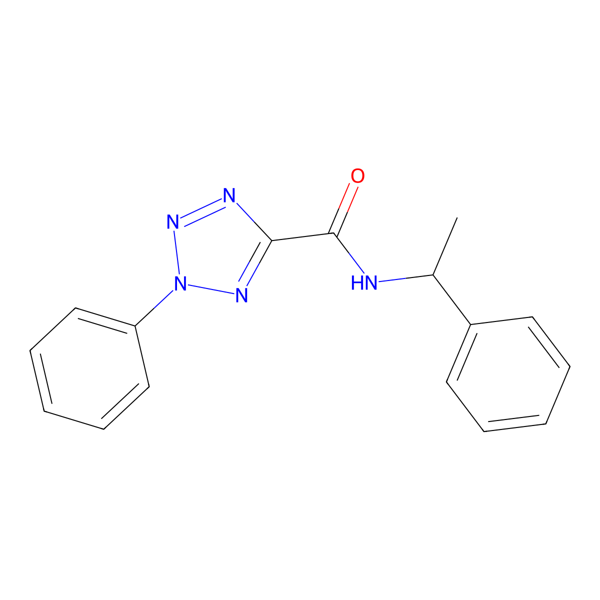 2-phenyl-N-(1-phenylethyl)-2H-tetrazole-5-carboxamide molecular structure, CAS 1396883-99-0