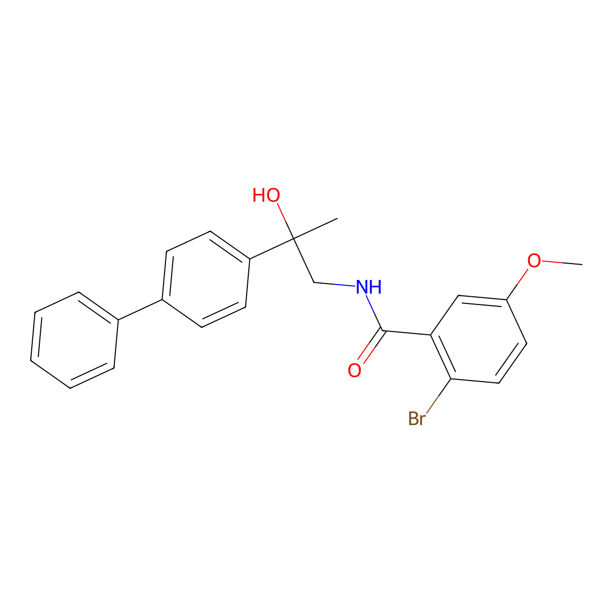 N-(2-([1,1'-biphenyl]-4-yl)-2-hydroxypropyl)-2-bromo-5-methoxybenzamide molecular structure, CAS 1396884-01-7