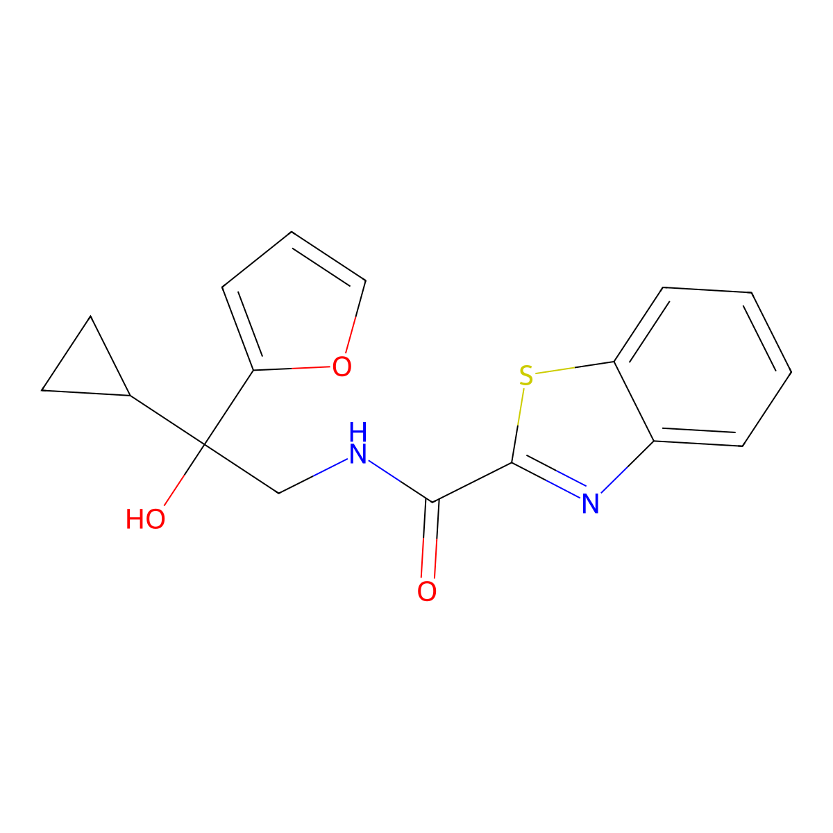 N-(2-cyclopropyl-2-(furan-2-yl)-2-hydroxyethyl)benzo[d]thiazole-2-carboxamide molecular structure, CAS 1396884-02-8