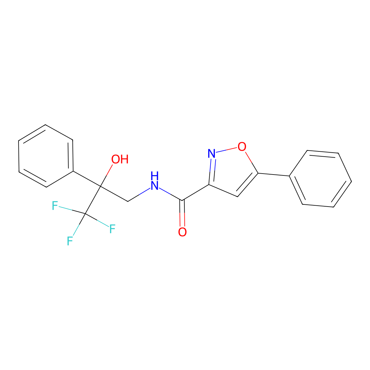5-phenyl-N-(3,3,3-trifluoro-2-hydroxy-2-phenylpropyl)isoxazole-3-carboxamide molecular structure, CAS 1396884-06-2
