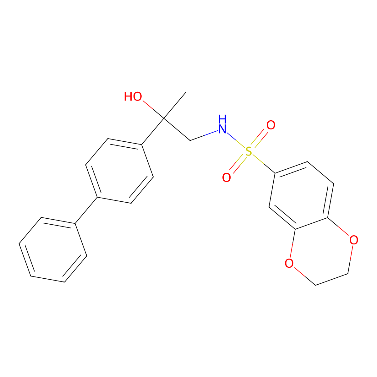 N-(2-([1,1'-biphenyl]-4-yl)-2-hydroxypropyl)-2,3-dihydrobenzo[b][1,4]dioxine-6-sulfonamide molecular structure, CAS 1396884-07-3