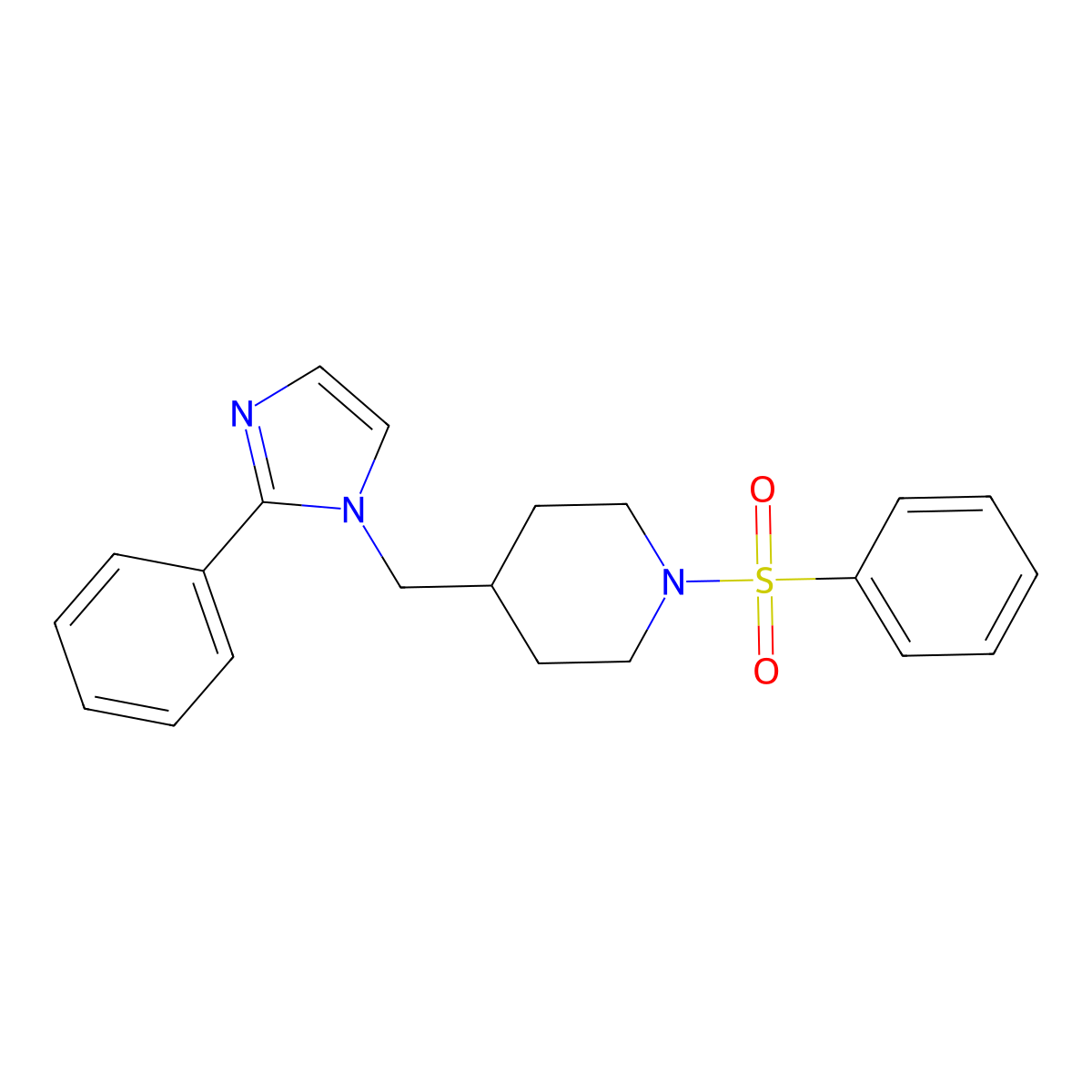 4-((2-phenyl-1H-imidazol-1-yl)methyl)-1-(phenylsulfonyl)piperidine molecular structure, CAS 1396884-08-4