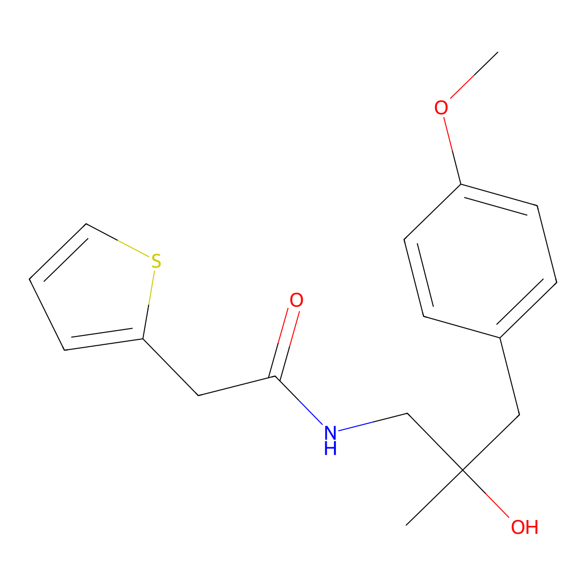 N-[2-hydroxy-3-(4-methoxyphenyl)-2-methylpropyl]-2-(thiophen-2-yl)acetamide molecular structure, CAS 1396884-09-5