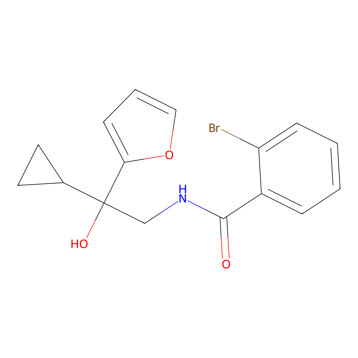 2-bromo-N-[2-cyclopropyl-2-(furan-2-yl)-2-hydroxyethyl]benzamide molecular structure, CAS 1396884-13-1