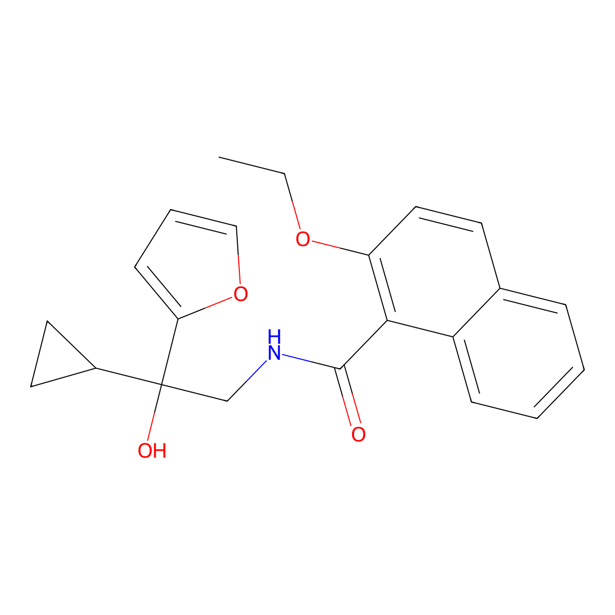 N-(2-cyclopropyl-2-(furan-2-yl)-2-hydroxyethyl)-2-ethoxy-1-naphthamide molecular structure, CAS 1396884-21-1