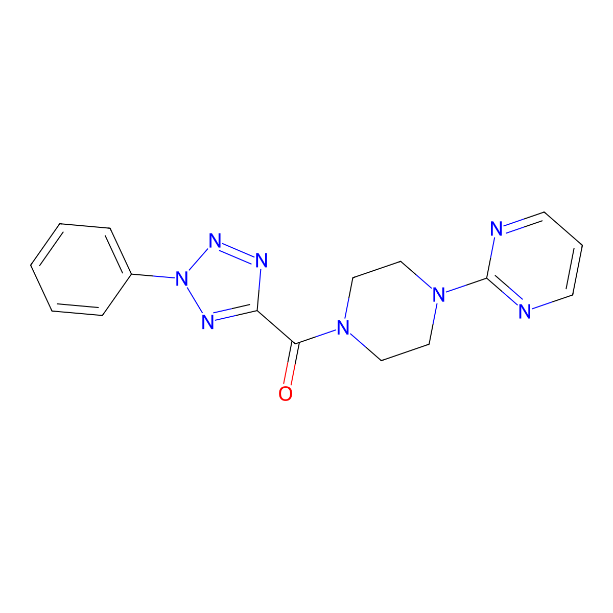 (2-phenyl-2H-tetrazol-5-yl)(4-(pyrimidin-2-yl)piperazin-1-yl)methanone molecular structure, CAS 1396884-23-3