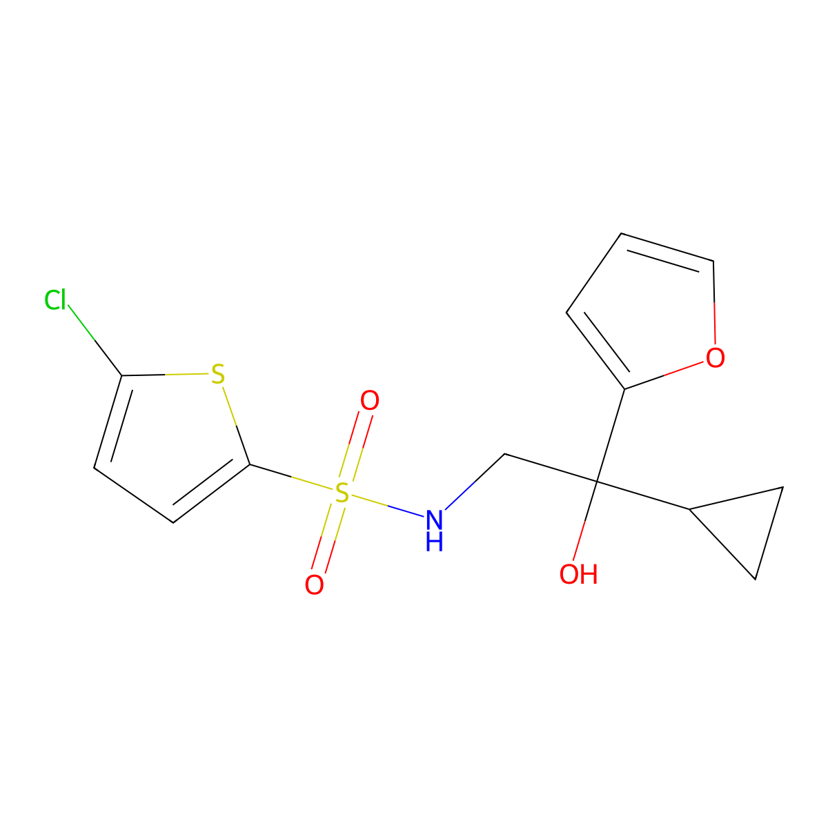 5-chloro-N-[2-cyclopropyl-2-(furan-2-yl)-2-hydroxyethyl]thiophene-2-sulfonamide molecular structure, CAS 1396884-26-6
