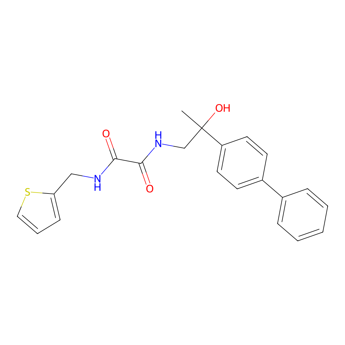 N1-(2-([1,1'-biphenyl]-4-yl)-2-hydroxypropyl)-N2-(thiophen-2-ylmethyl)oxalamide molecular structure, CAS 1396884-33-5