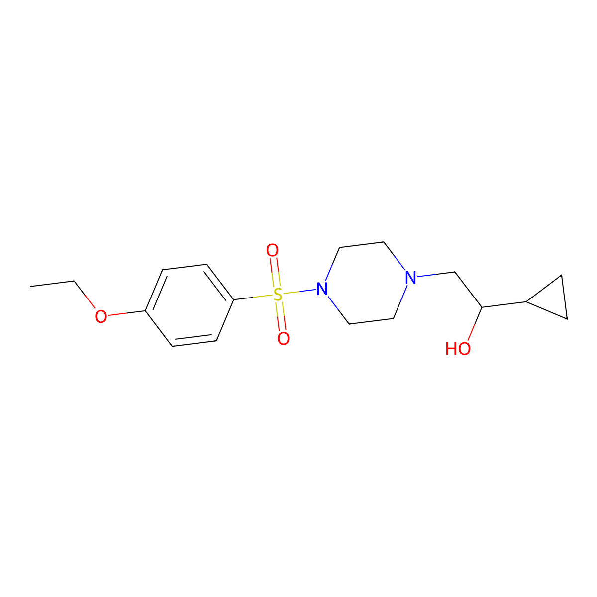 1-Cyclopropyl-2-(4-((4-ethoxyphenyl)sulfonyl)piperazin-1-yl)ethanol molecular structure, CAS 1396884-36-8