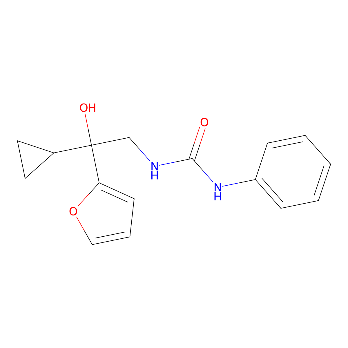 1-(2-Cyclopropyl-2-(furan-2-yl)-2-hydroxyethyl)-3-phenylurea molecular structure, CAS 1396884-38-0