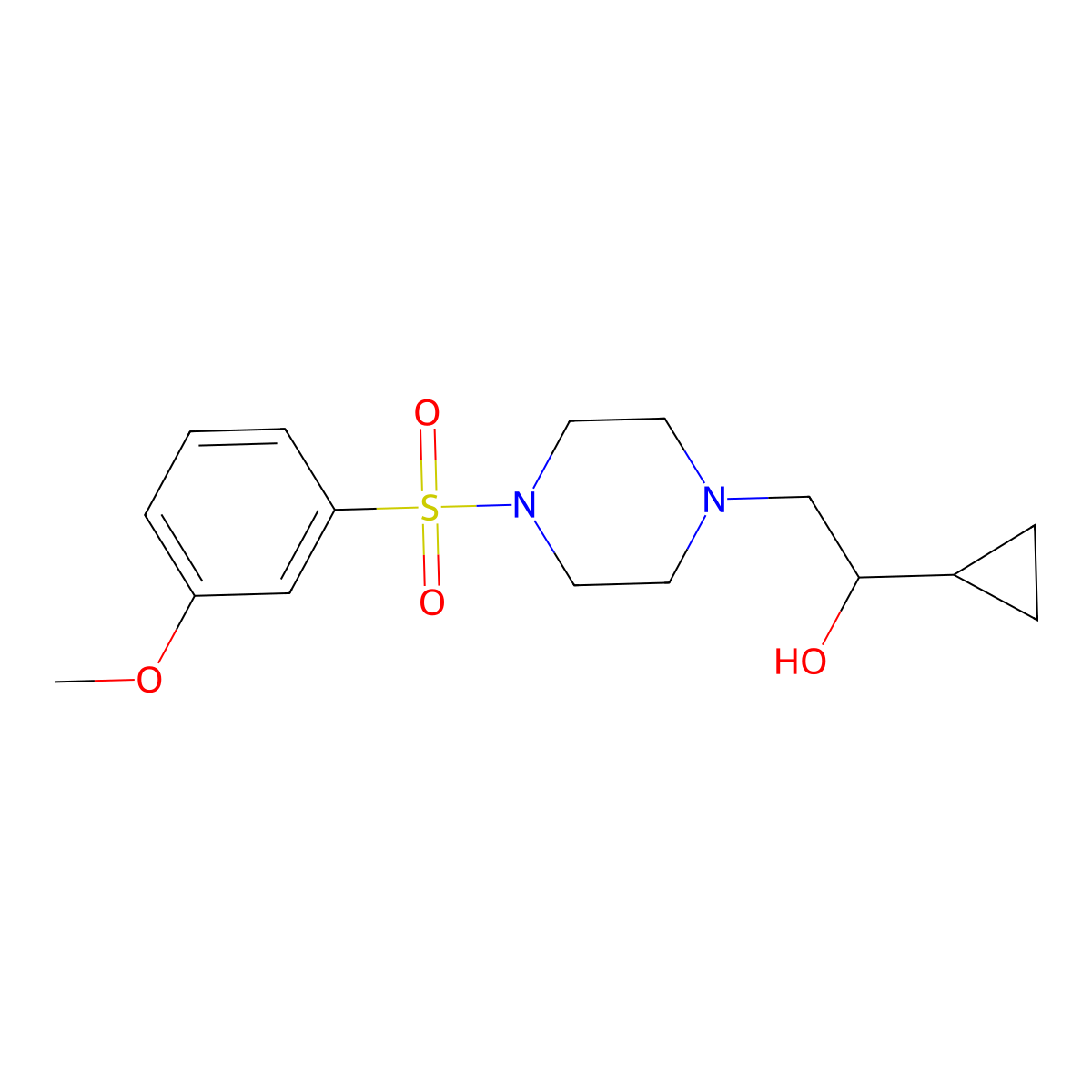 1-Cyclopropyl-2-(4-((3-methoxyphenyl)sulfonyl)piperazin-1-yl)ethanol molecular structure, CAS 1396884-41-5