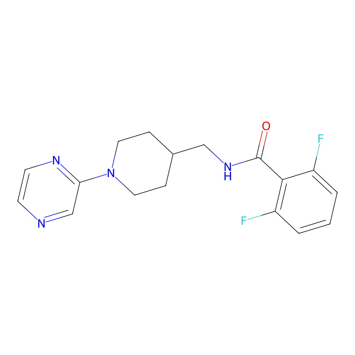 2,6-difluoro-N-{[1-(pyrazin-2-yl)piperidin-4-yl]methyl}benzamide molecular structure, CAS 1396884-42-6