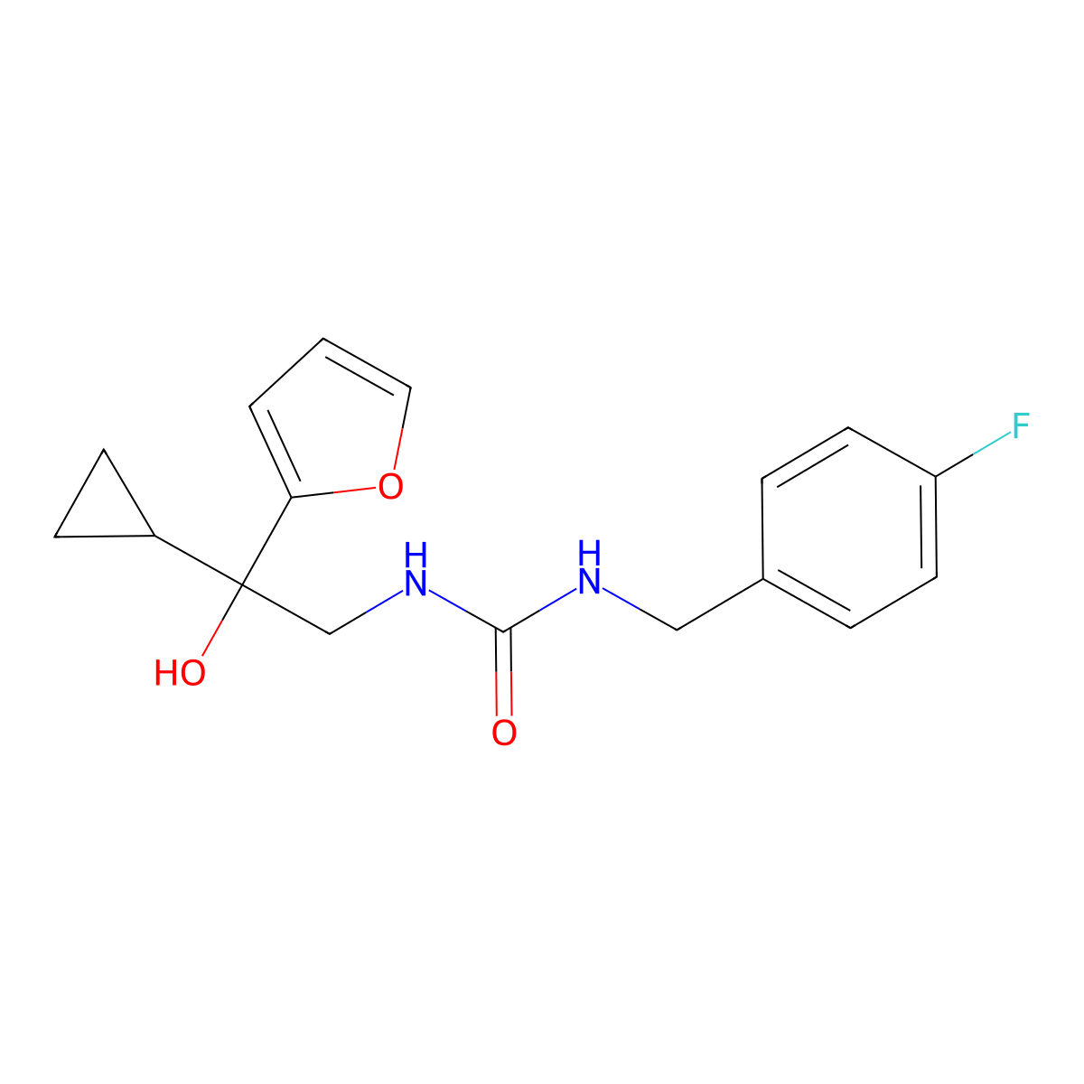 1-(2-Cyclopropyl-2-(furan-2-yl)-2-hydroxyethyl)-3-(4-fluorobenzyl)urea molecular structure, CAS 1396884-43-7
